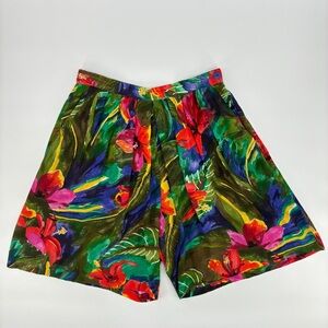 Ali Miles Vintage Culottes Shorts Floral Hawaii Tropical Artsy Summer Size 10
